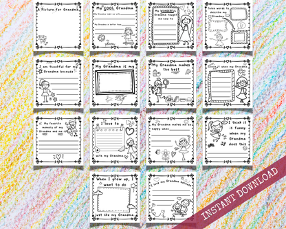 Grandma! I Wrote a Book About You! Awesome Fill in the Blank Book With Prompts for Kids to Fill With Their Own Words: Instant Download Printable