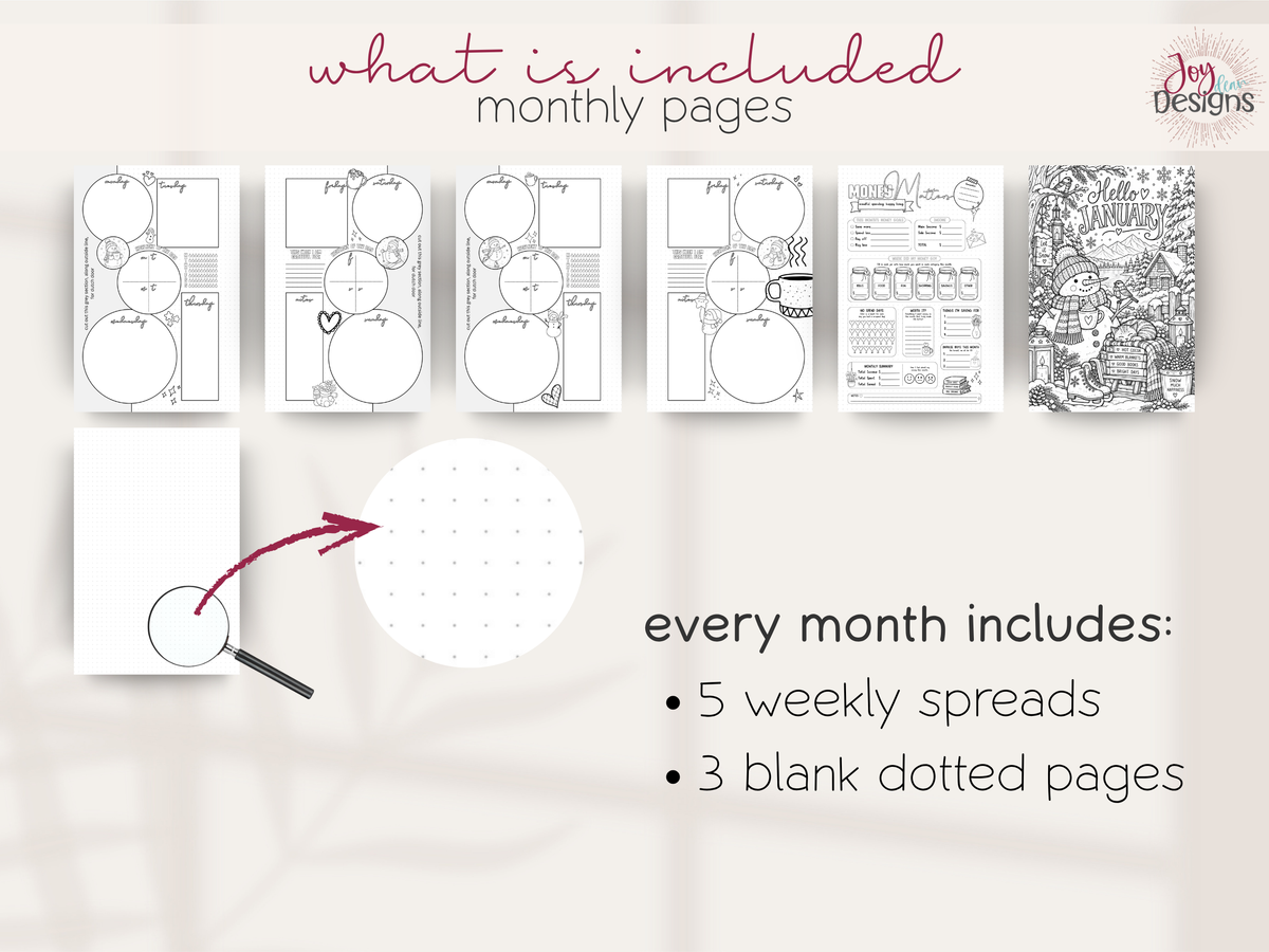The Whimsy: Undated Premade Bullet Dotted Journal Planner | A little planning. A little colouring. A whole lot of whimsy. ✨