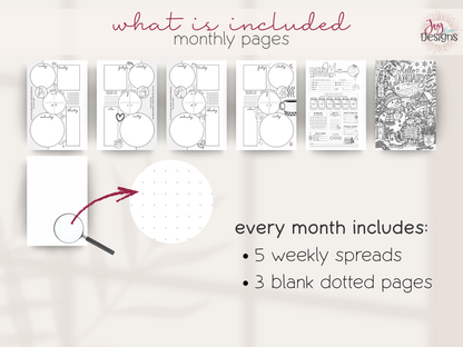 The Whimsy: Undated Premade Bullet Dotted Journal Planner | A little planning. A little colouring. A whole lot of whimsy. ✨