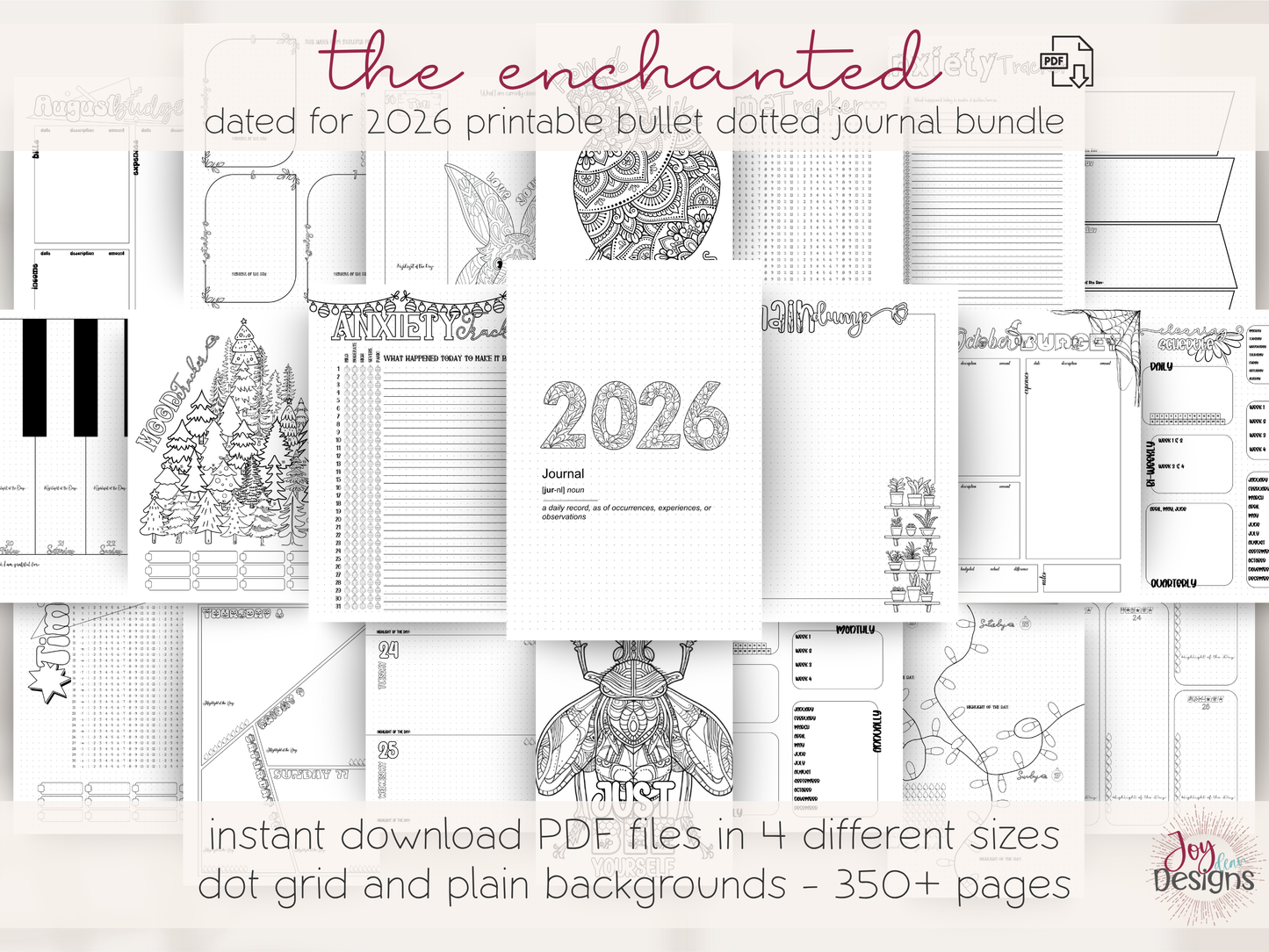 the enchanted 2026 digital planner bullet dotted journal download printable planner goodnotes planner notability planner pre made bujo monthly themes coloring pages habit tracker mood tracker goal setting planner creative digital journal undated planner aesthetic planner productivity planner for women mindfulness journal self care tracker organization planner daily planner weekly planner yearly overview bullet journal pages instant download joy dean designs 2026 planner printable stationery