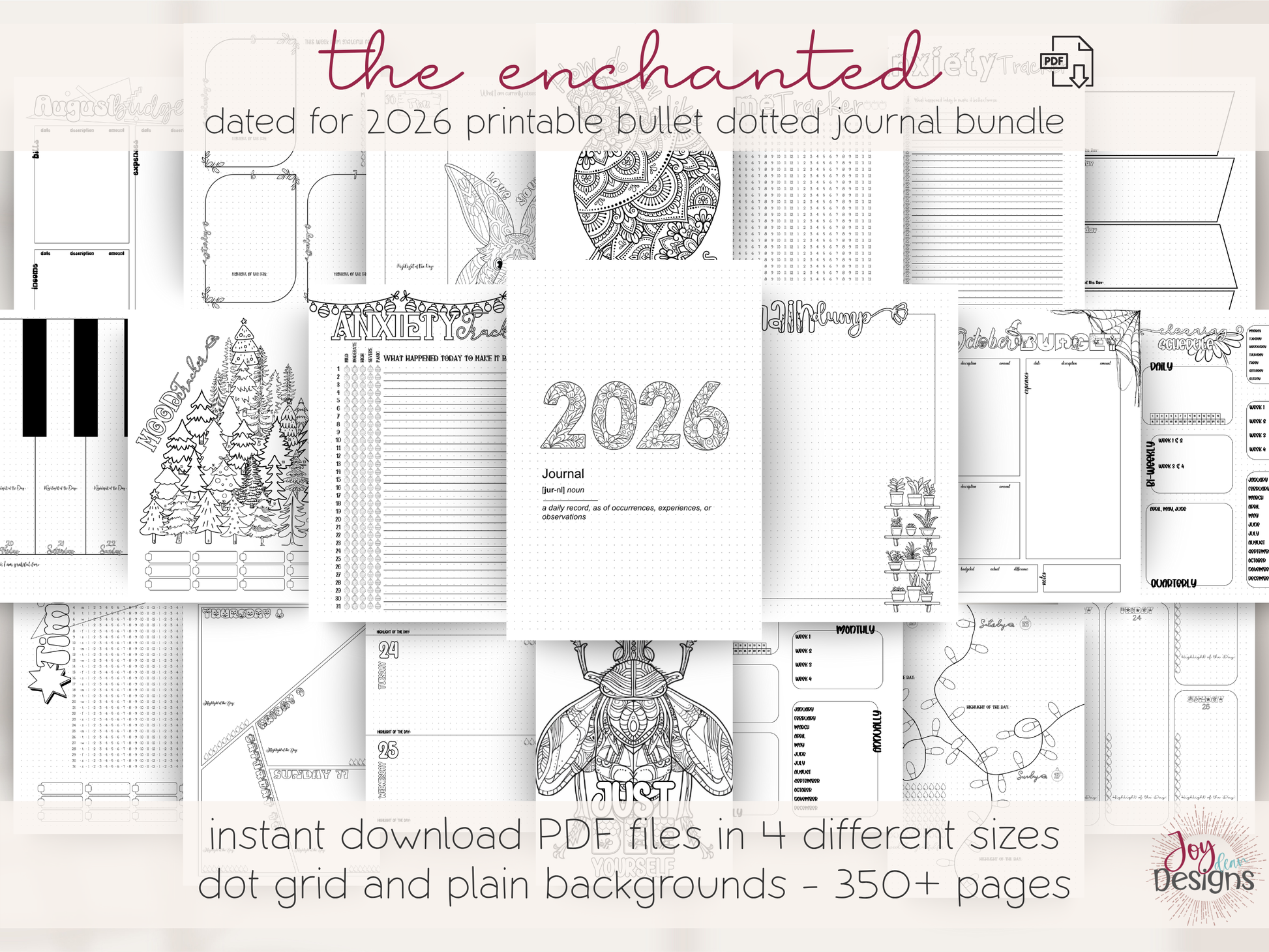 the enchanted 2026 digital planner bullet dotted journal download printable planner goodnotes planner notability planner pre made bujo monthly themes coloring pages habit tracker mood tracker goal setting planner creative digital journal undated planner aesthetic planner productivity planner for women mindfulness journal self care tracker organization planner daily planner weekly planner yearly overview bullet journal pages instant download joy dean designs 2026 planner printable stationery