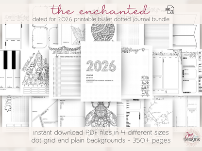 the enchanted 2026 digital planner bullet dotted journal download printable planner goodnotes planner notability planner pre made bujo monthly themes coloring pages habit tracker mood tracker goal setting planner creative digital journal undated planner aesthetic planner productivity planner for women mindfulness journal self care tracker organization planner daily planner weekly planner yearly overview bullet journal pages instant download joy dean designs 2026 planner printable stationery