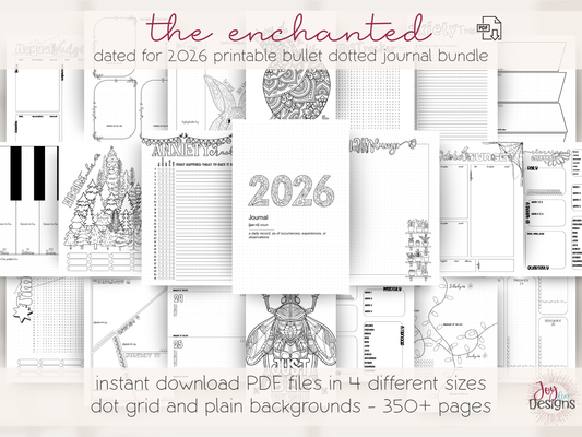 the enchanted 2026 digital planner bullet dotted journal download printable planner goodnotes planner notability planner pre made bujo monthly themes coloring pages habit tracker mood tracker goal setting planner creative digital journal undated planner aesthetic planner productivity planner for women mindfulness journal self care tracker organization planner daily planner weekly planner yearly overview bullet journal pages instant download joy dean designs 2026 planner printable stationery
