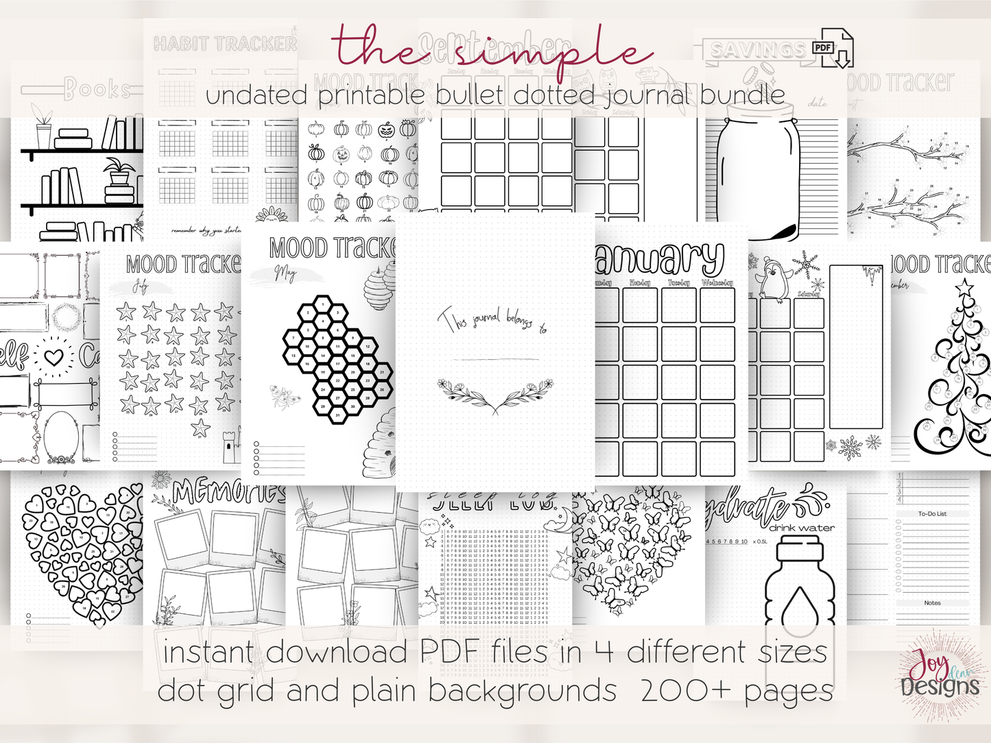 bullet dotted journal pages printable planner download instant pdf digital undated build your own journal 200 plus pages year in pixels goals memory pages savings log self care contacts special dates wishlist book tracker calendar weekly tracker mood tracker gratitude sleep dream habit spending water workout blank dotted goodnotes notability printable planner download bujo pages digital journaling productivity organization creativity mindfulness