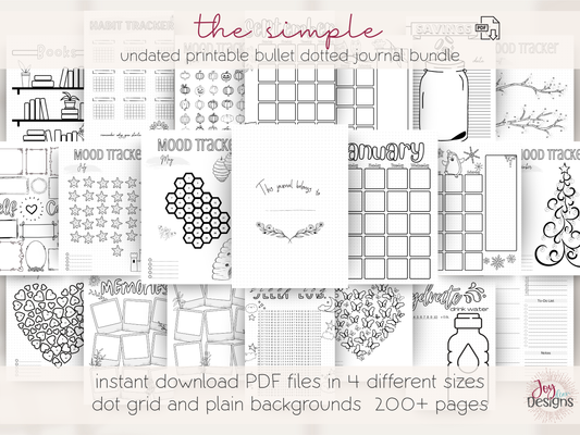 bullet dotted journal pages printable planner download instant pdf digital undated build your own journal 200 plus pages year in pixels goals memory pages savings log self care contacts special dates wishlist book tracker calendar weekly tracker mood tracker gratitude sleep dream habit spending water workout blank dotted goodnotes notability printable planner download bujo pages digital journaling productivity organization creativity mindfulness