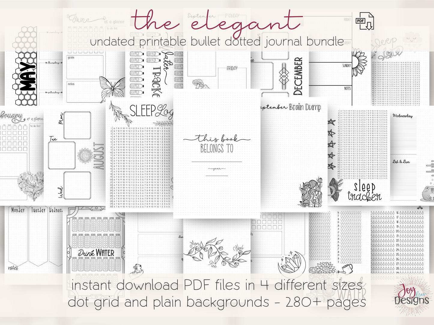 the elegant bullet dotted journal undated planner printable bujo minimalist planner digital download build your own journal coloring pages goodnotes planner notability planner aesthetic journal self care journal productivity planner goal setting notebook mindfulness planner creative journaling template diy planner digital stationery dotted or no dots pdf journal a4 a5 us letter 6x9 printable bullet journal pre made planner for beginners