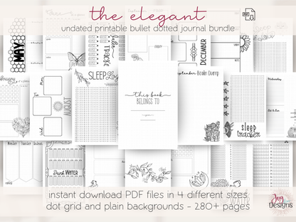 the elegant bullet dotted journal undated planner printable bujo minimalist planner digital download build your own journal coloring pages goodnotes planner notability planner aesthetic journal self care journal productivity planner goal setting notebook mindfulness planner creative journaling template diy planner digital stationery dotted or no dots pdf journal a4 a5 us letter 6x9 printable bullet journal pre made planner for beginners