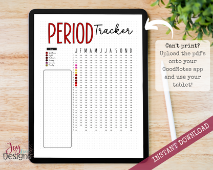 Daily Monthly Period Menstrual Cycle Tracker Bullet Dotted Journal Page Instant Download Printable Planner