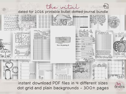 The Vital: 2026 Printable Mental & Physical Health & Wellness Bullet Dotted Journal Planner
