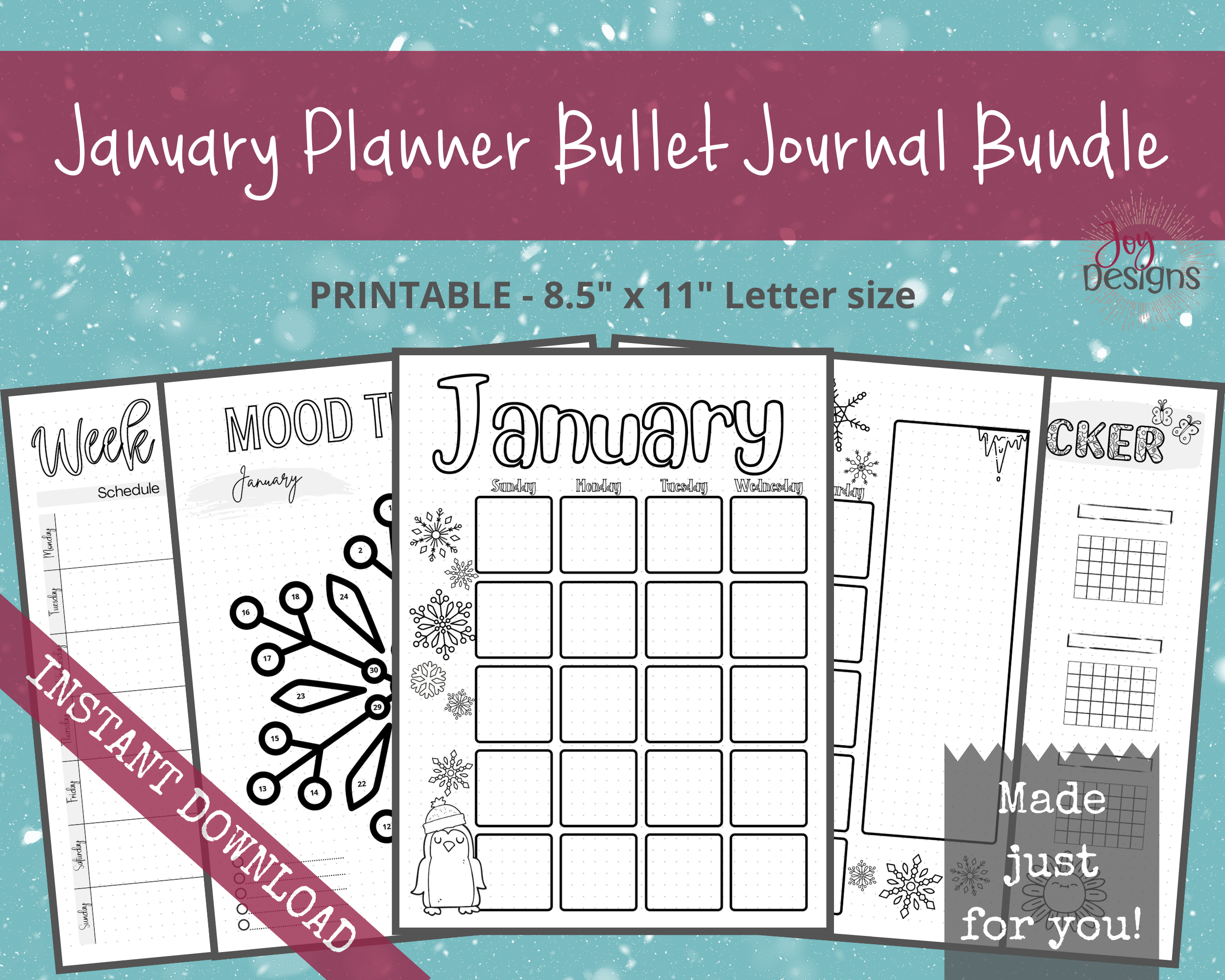 Complete Pre-Made Bullet Journal Pages Instant Download Printable Planner
