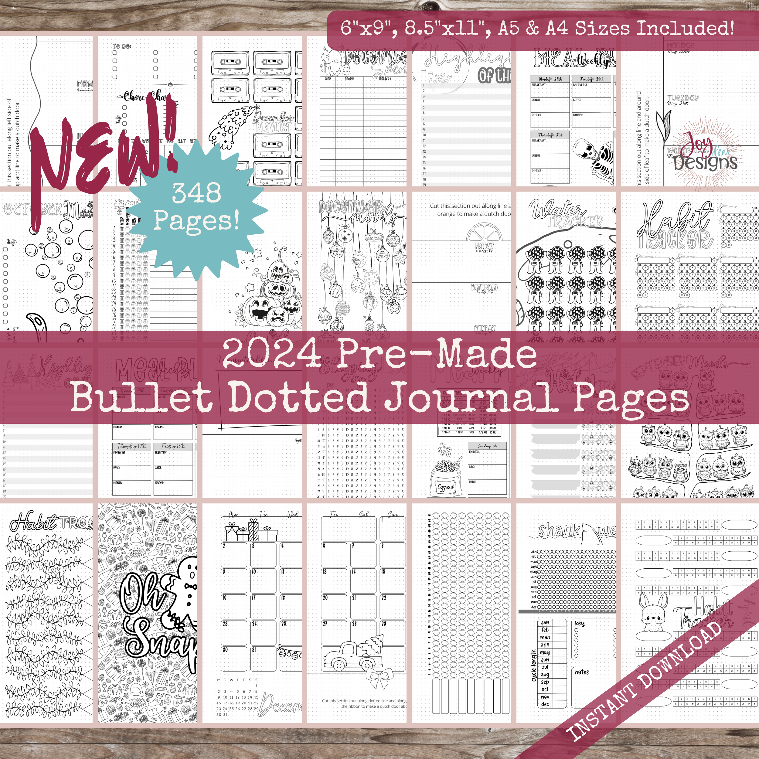 2024 Pre-Made Bullet Dotted Journal; A Premade Dotted Planner Dated for  2024. Track Anxiety and Mental Health, with prompts and blank pages to make