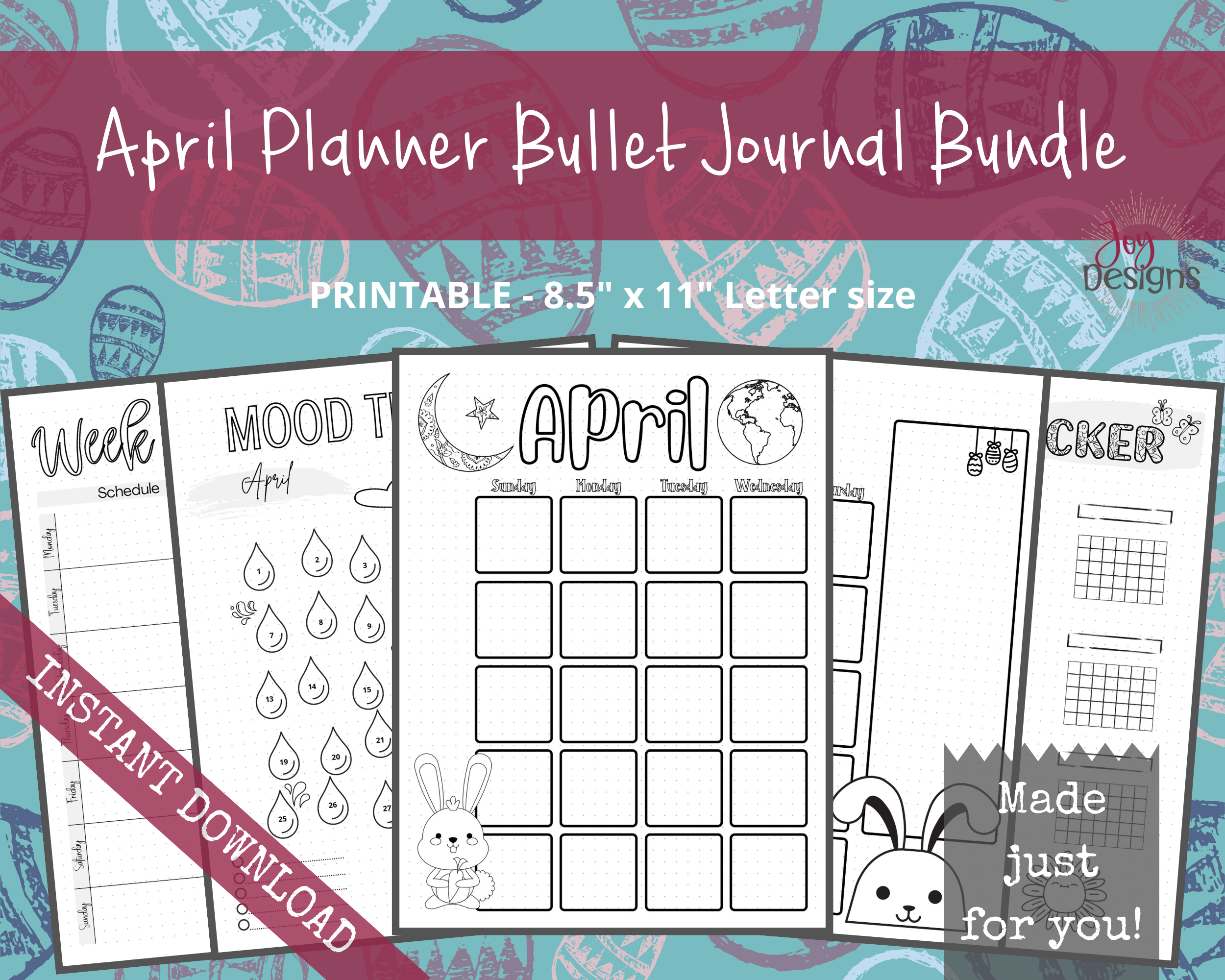 PreMade Bullet Journal Planner Pages | Instant Download Printable Planner |  Weekly Bujo Inserts Template PDF 2 Sizes | 280+ Pages